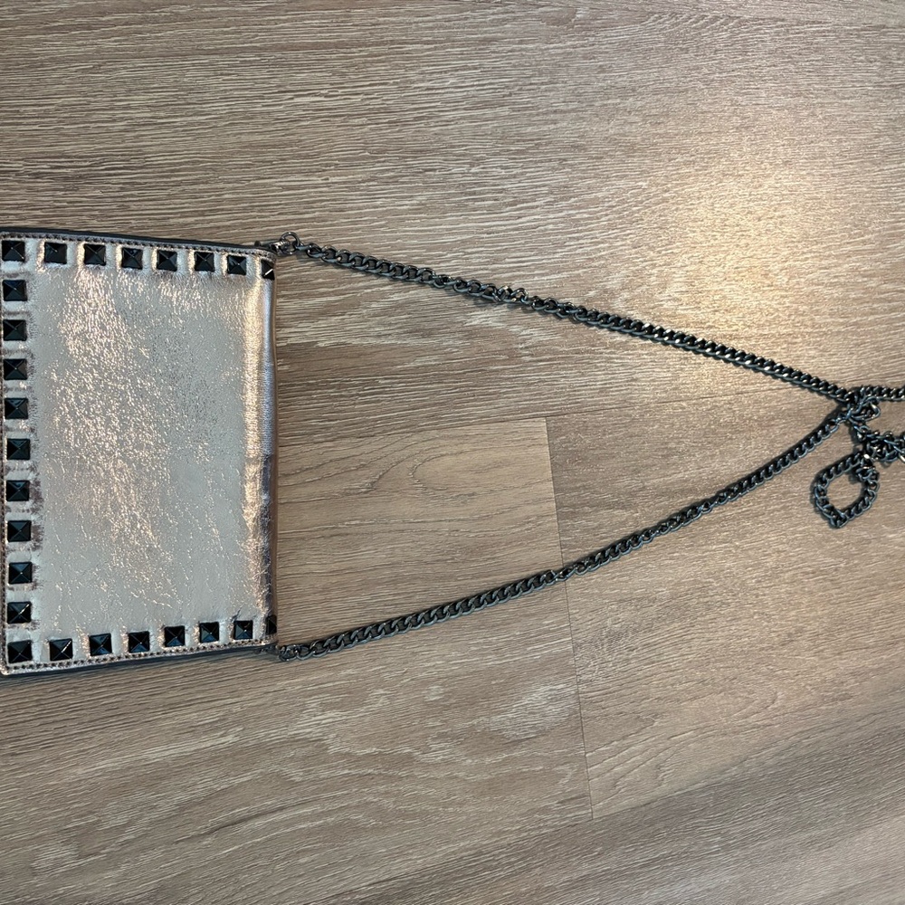 Metallic Studded Crossbody Bag - Silver